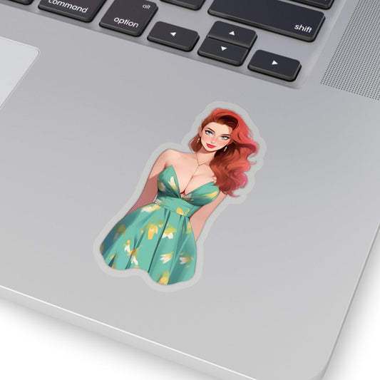 Sexy Pinup in Green Dress | Kiss-Cut Stickers